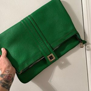 Green leather vintage clutch by Lost